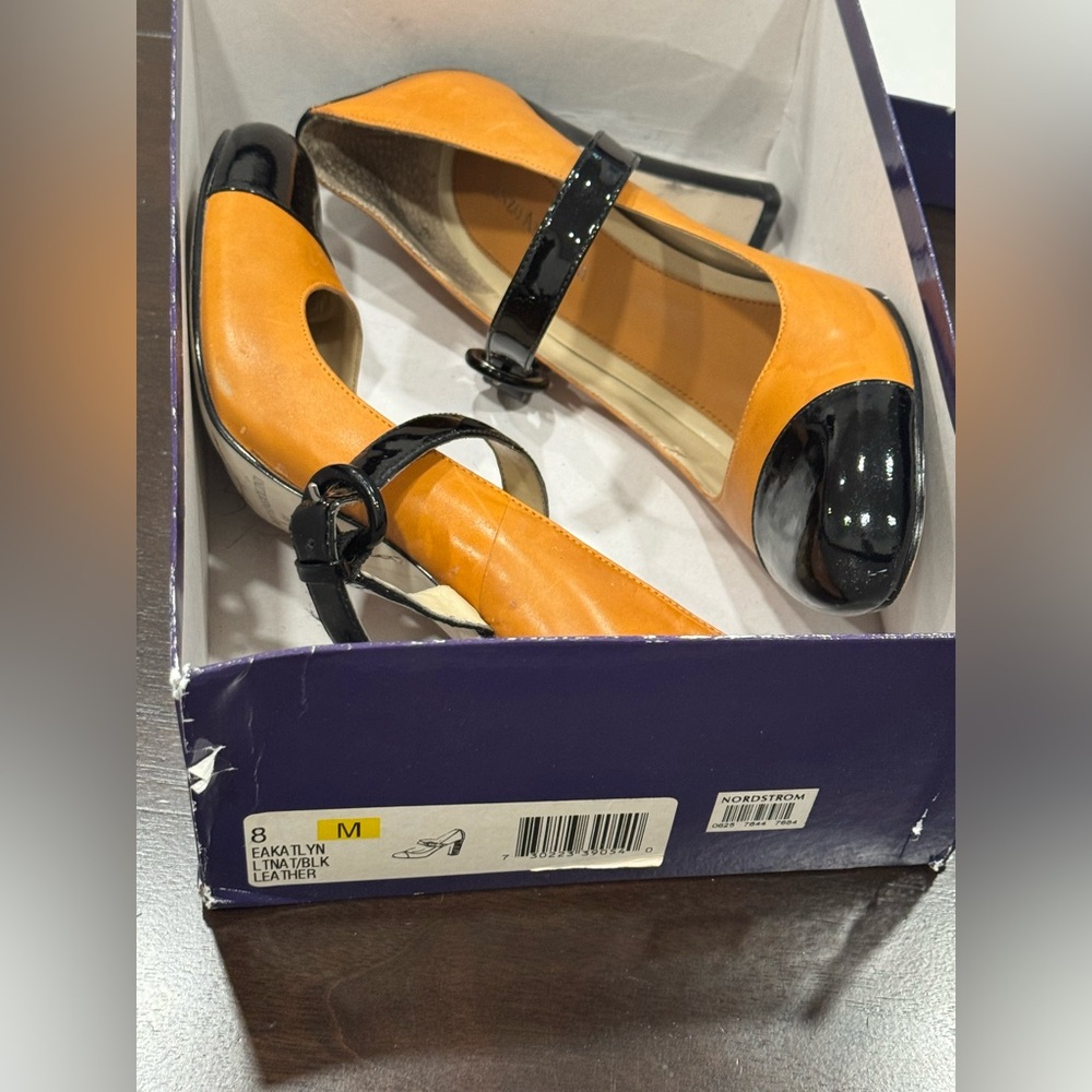 Enzo Angiolini Orange and Black Heels